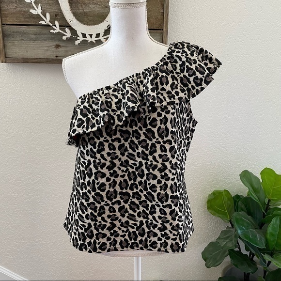 Anthropologie Eri Ali One Shoulder Ruffle Top L Nwt